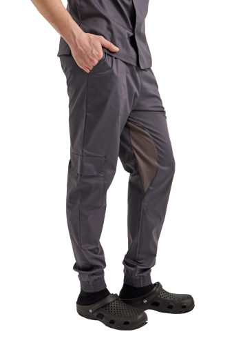 Брюки поварские Lux Form &quot;Джогеры&quot; мужские, с трикотажной сеткой на галифе, графит