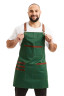 Green water-repellent apron with bib for chefs/waiters, "Leather" 