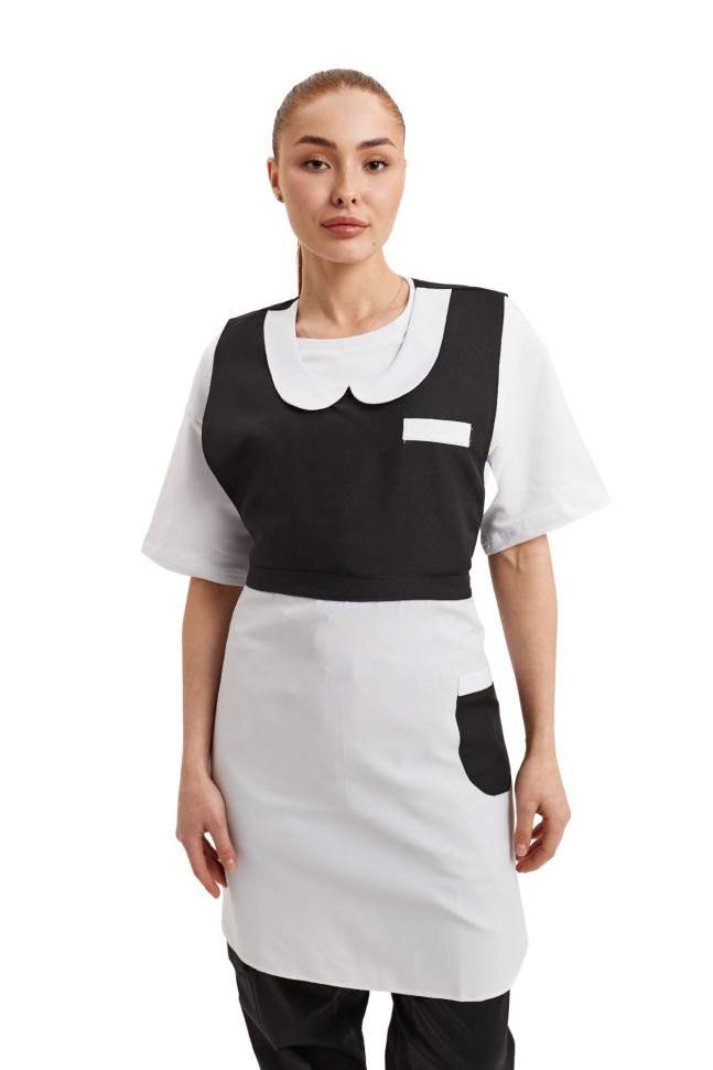 Dress-apron "Maid" black with white