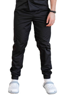 Брюки поварские черные Джогеры с сеткой унисекс