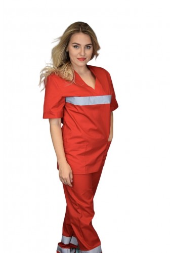 Універсальний костюм зі світловідбиваючою стрічкою червоний "Швидка допомога"