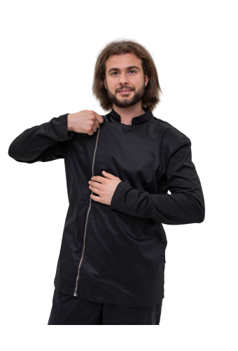 Китель поварской  Lux-Form &quot;Змейка&quot; черный 