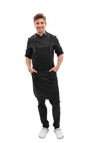 Black water-repellent apron with bib "Anastasia"