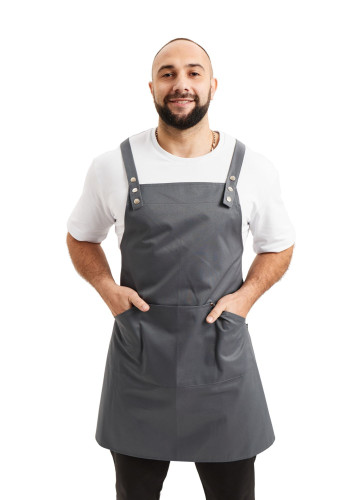 Water-repellent apron with bib "Anastasia" graphite