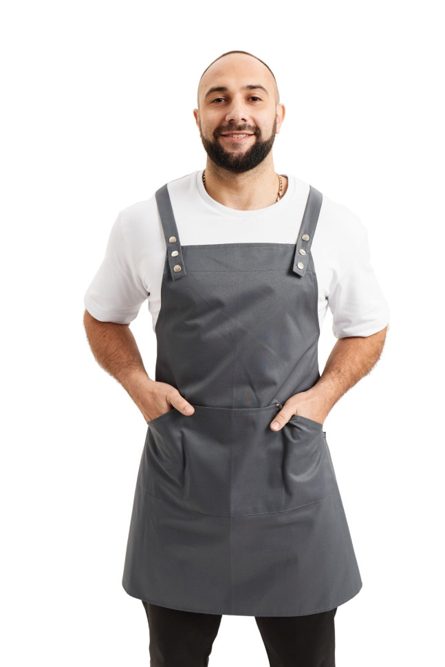 Water-repellent apron with bib "Anastasia" graphite