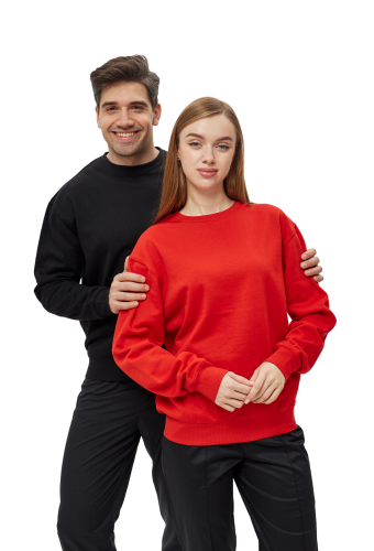  Утепленный свитшот унисекс черный, красный, коричневый, темно-синий, графит