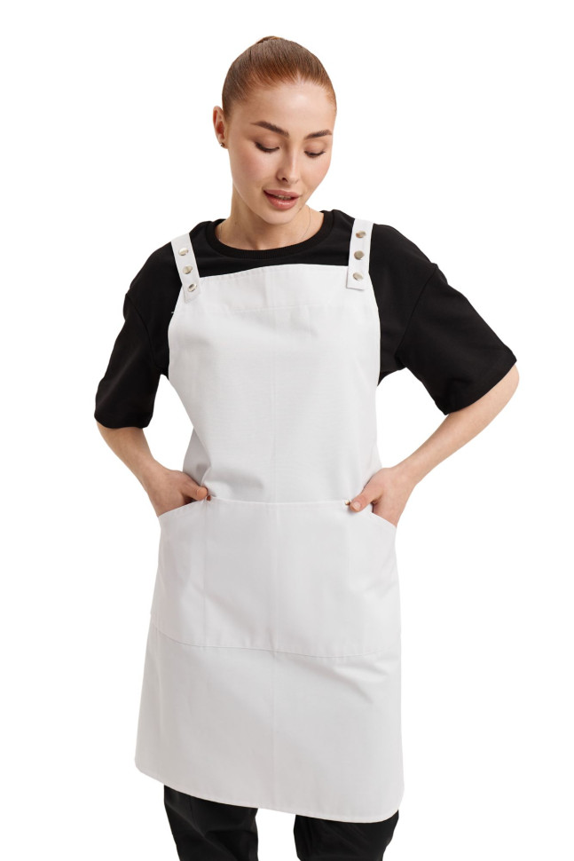 "Anastasia" white water-repellent bib apron