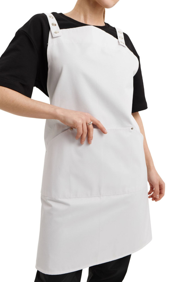 "Anastasia" white water-repellent bib apron