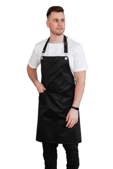 Фартук с нагрудником "Милан" черный с люверсами 