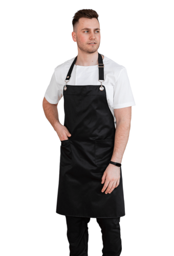 Фартук с нагрудником "Милан" черный с люверсами 