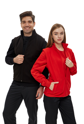 Unisex fleece vest red, black, white