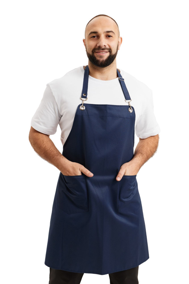 Фартух з нагрудником "Мілан" синій з люверсами 