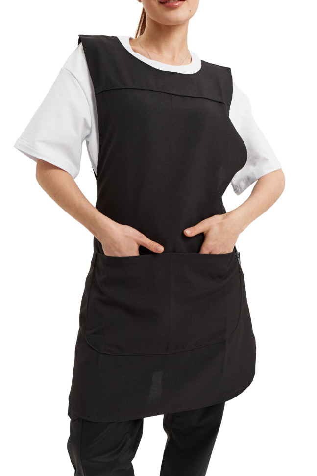 Фартух із нагрудником двосторонній "Кокетка" чорний