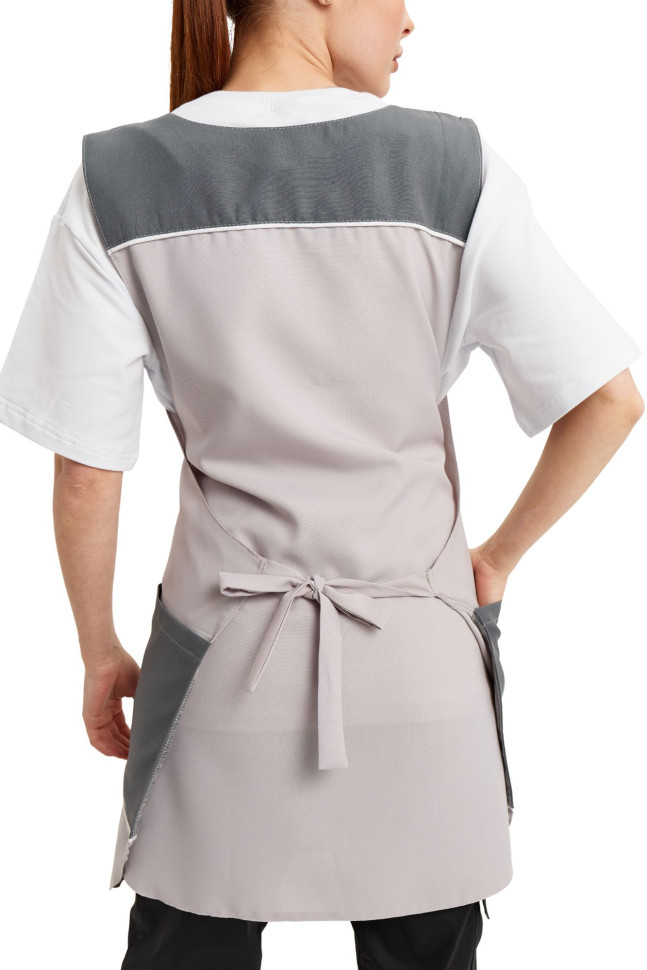 Фартух із нагрудником двосторонній "Кокетка" сірий 