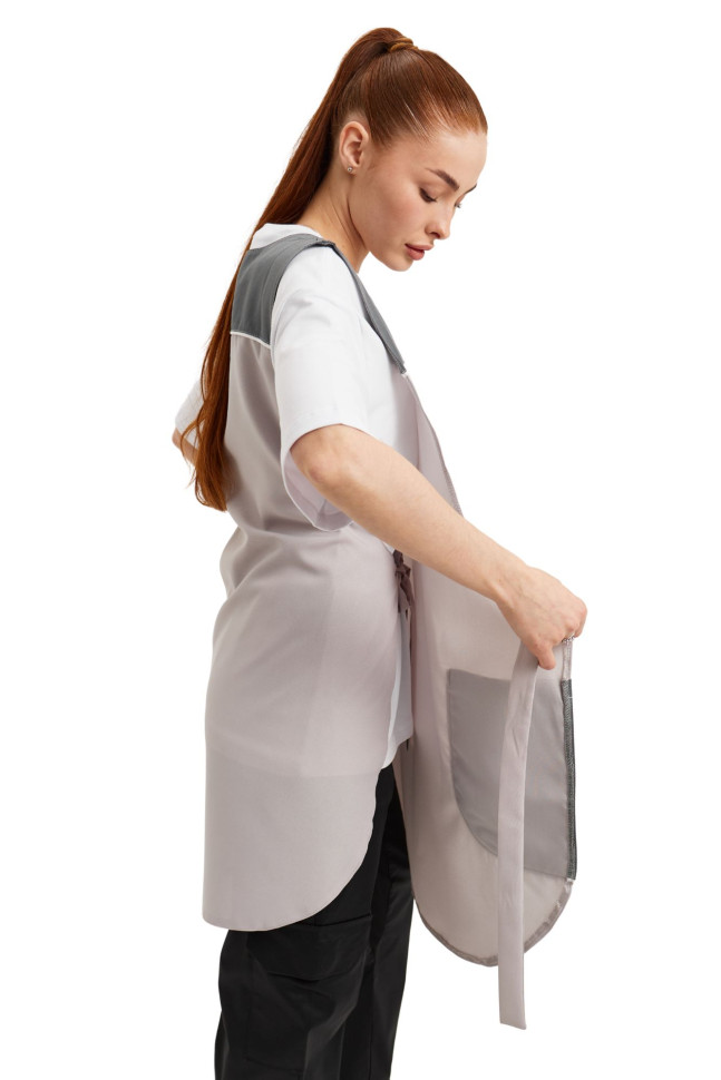 Фартух із нагрудником двосторонній "Кокетка" сірий 