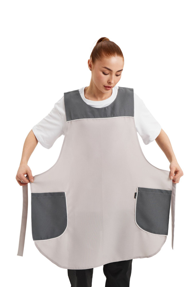 Фартух із нагрудником двосторонній "Кокетка" сірий 