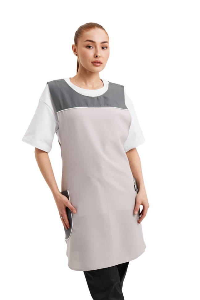 Фартух із нагрудником двосторонній "Кокетка" сірий 
