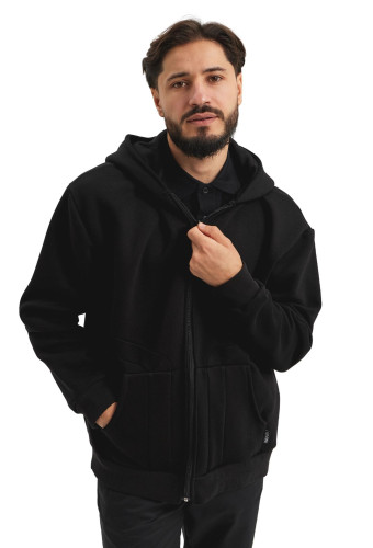 Insulated Fleece Hoodie "Black," Unisex, Black