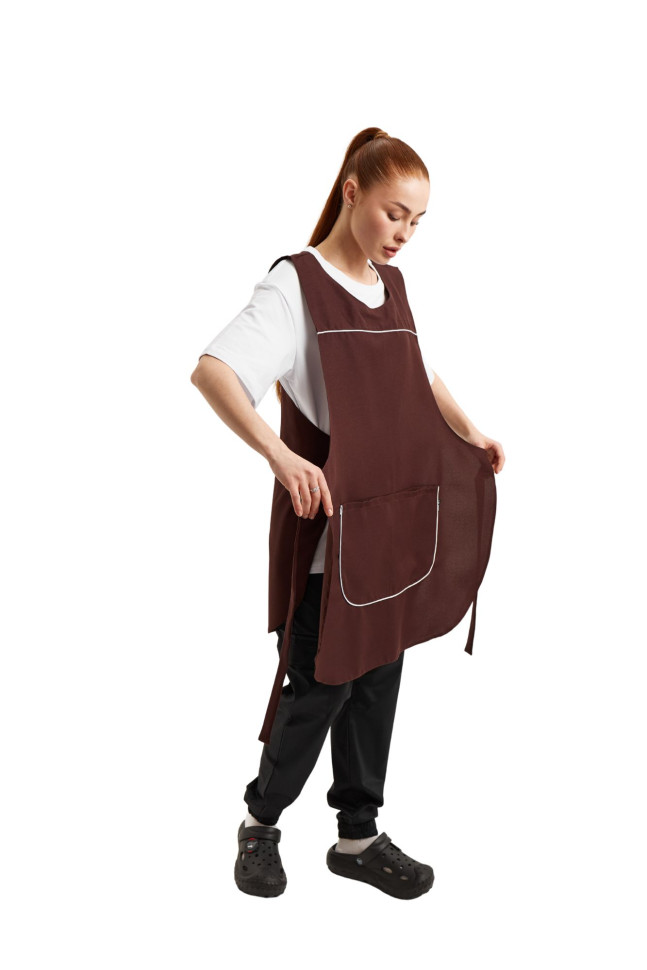 Фартух із нагрудником двосторонній "Кокетка" коричневий