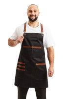 Фартук водоотталкивающий с нагрудником чёрный  "Кожа"
