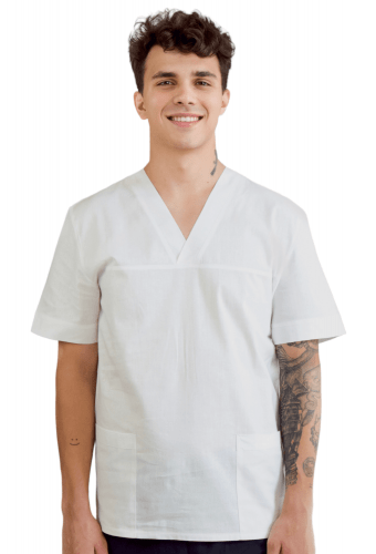 Кофта универсальная Lux-Form короткая белая 100% бязь