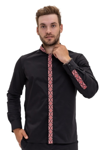 Рубашка-китель &quot;Вышиванка&quot; черная 