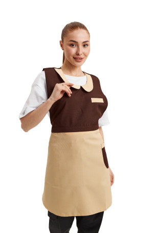 Платье-фартук «Горничная» коричнево-бежевый Фартук-платье бежево-коричневый "Горничная"