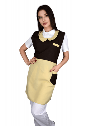 Dress-apron "Maid" brown-beige