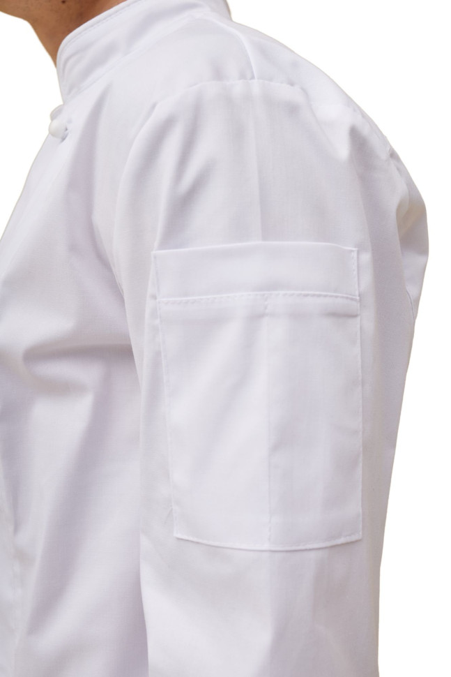 Поварской унисекс китель «Вермонт» белый с белым кантом  