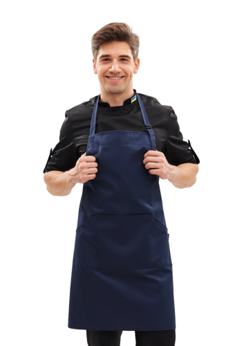 Apron with knee length bib Lux-Form blue