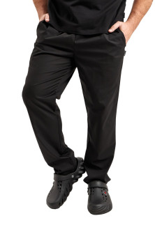 Брюки на резинке универсальные черные с карманами/свободного кроя