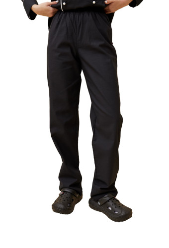 Pantaloni de bucătar unisex, negri, 100% bumbac, cu buzunare 