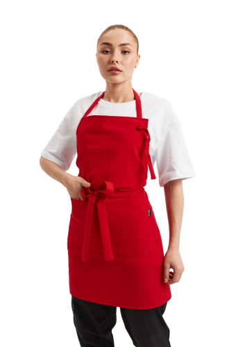 Фартук  с нагрудником "Габардин" красный 