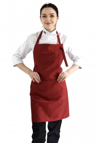 Фартук  с нагрудником &quot;Габардин&quot; винный/бордо (Лайт)